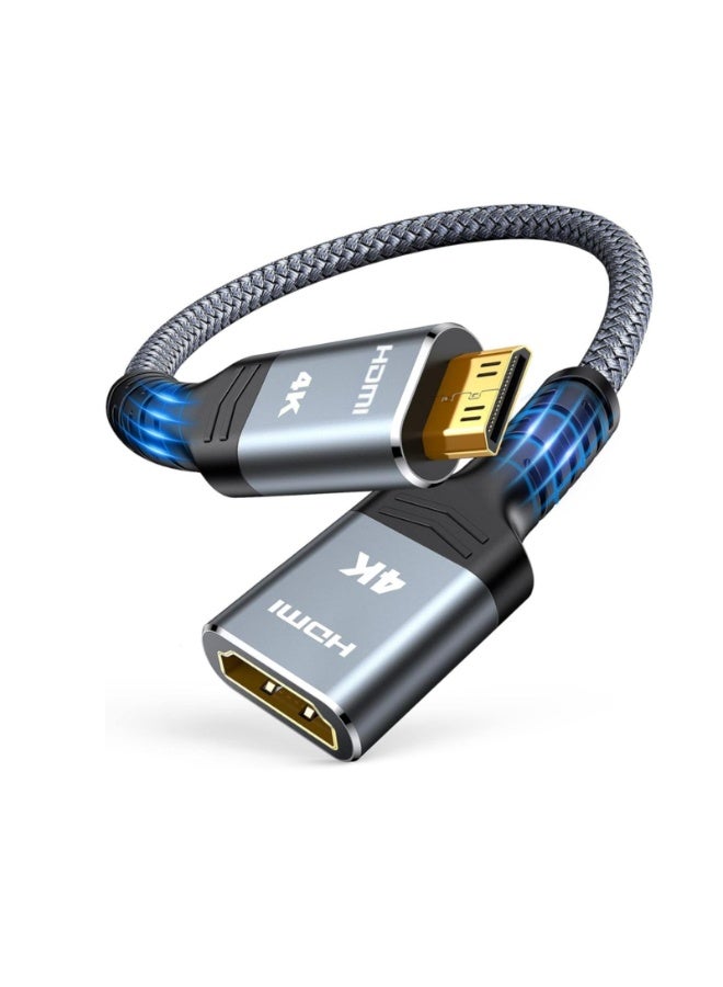 محول Micro HDMI إلى HDMI رمادي اللون، كابل محول Micro HDMI ذكر إلى HDMI أنثى، يدعم دقة 4K@60Hz HDR 3D Dolby 18Gbps، متوافق مع الأجهزة اللوحية وأجهزة الكمبيوتر المحمولة وأجهزة التلفزيون وأجهزة الكمبيوتر المكتبية وأجهزة العرض وكاميرات الحركة الأخرى. - Image 1